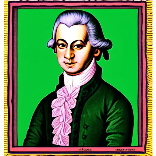 Image similar to original illustration of Mozart by Lisa Frank