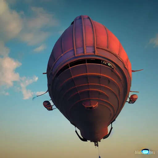 Prompt: photorealistic airship dieselpunk art deco streamlined crimson sky by alexey lipatov, stefan prohaczka, ixlrlxi, keith thompson, rob schwager, sam van olffen, octane render, 3 d, highly detailed,