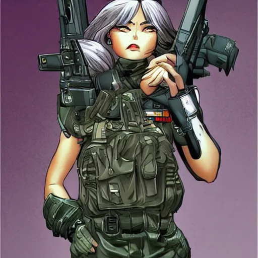 Prompt: a soldier girl by masamune shirow, trending on artstation