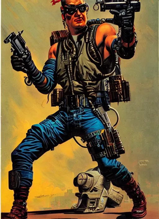 Image similar to cyberpunk mercenary. portrait by john philip falter and will eisner and gil elvgren