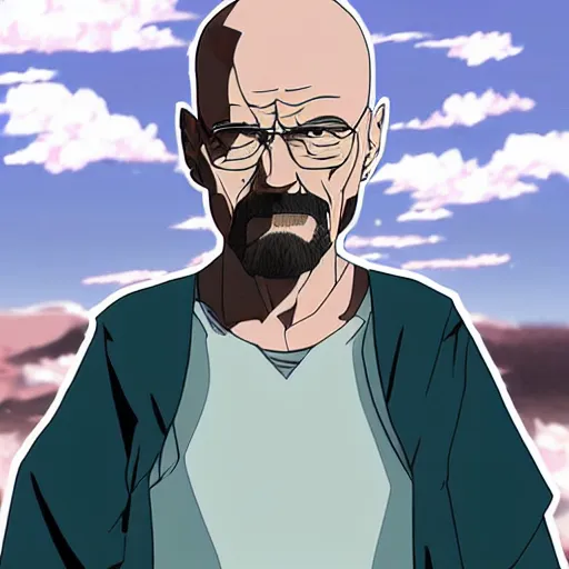 Prompt: Walter White in anime artstyle