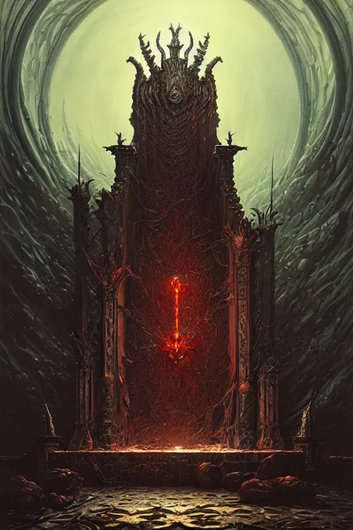 Prompt: satan's throne by anna podedworna, ayami kojima, greg rutkowski, giger, maxim verehin