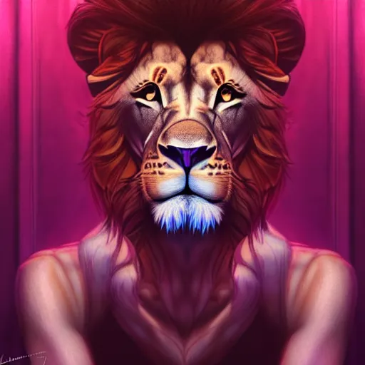 Image similar to a lion inside a night club, people dancing, hyperdetailed, in the style of artgerm, deviantart, figurative art, deviantart, ilya kuvshinov, lovecraftian