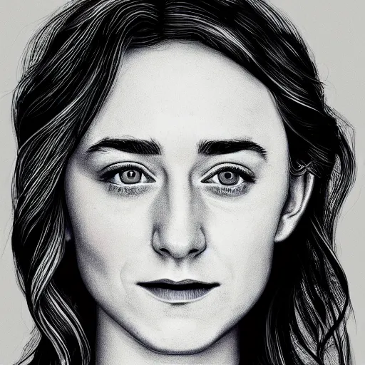 Prompt: digital line art portrait of Saoirse Ronan