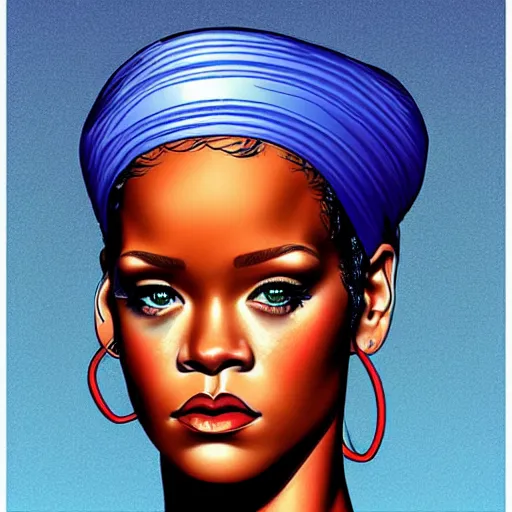 Image similar to “ rihanna retro minimalist portrait by jean giraud, art of moebius, sharp, smooth face, comic, 8 k ”