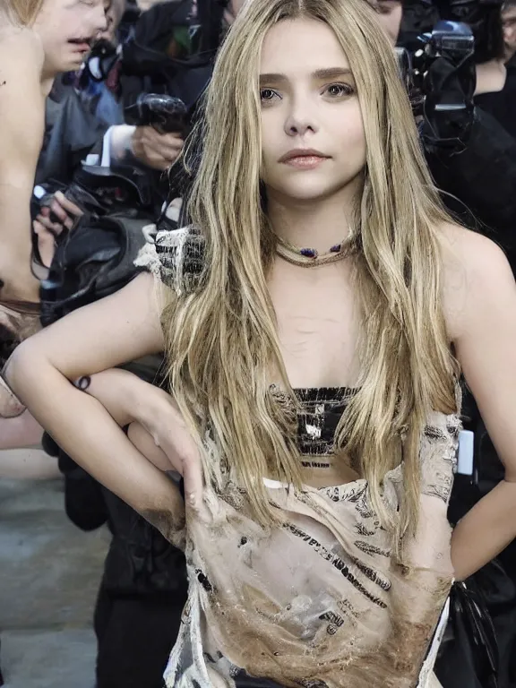 Image similar to hyperdetailed close shot of chloe grace moretz, fashion, venus, with ripped crop t - shirt, fine - face, pretty face