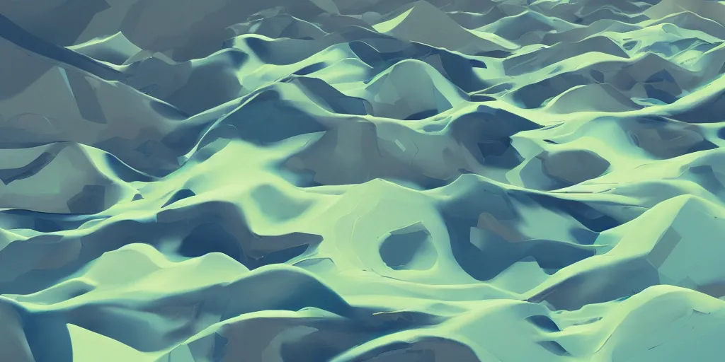 Image similar to abstract 3d landscape painting at noon painted by james jean and zaha hadid in no mans sky style, redshift, octane