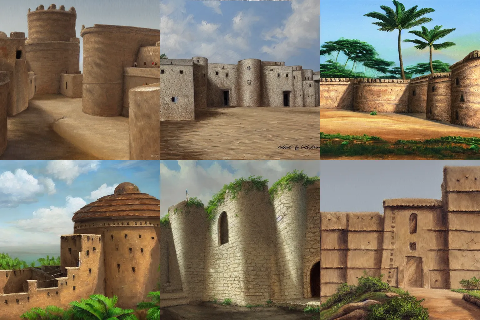 Prompt: high quality realist painting of a west african fortress, very detailed, digital art.