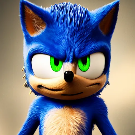 Prompt: portrait of sonic the hedgehog in full military gear, photorealistic, 4k, hd