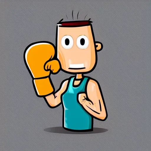 Image similar to bottle of soap, personified, with arms and legs and face, wearing boxing gloves, cartoon, illustration, high - quality, detailed