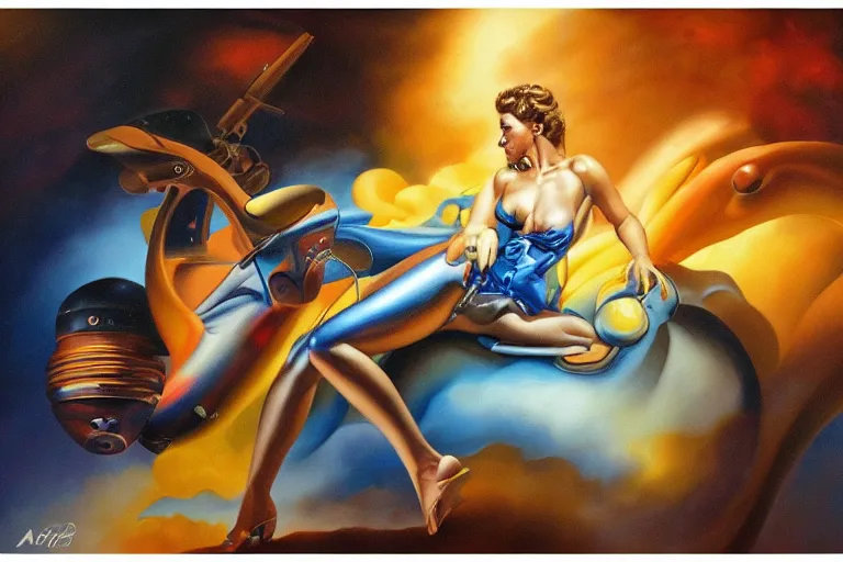 Image similar to beautiful sony alpha 7 camera, painting by vintage airbrush art and boris vallejo, poster, nice studio lighting, smooth tiny details, soft and clear shadows, low contrast, perfect