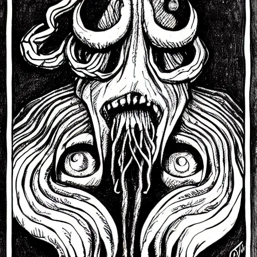 Image similar to cthulhu drawing junji ito style