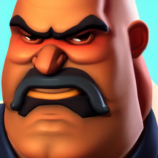 Prompt: heavy from team fortress 2, facial closeup