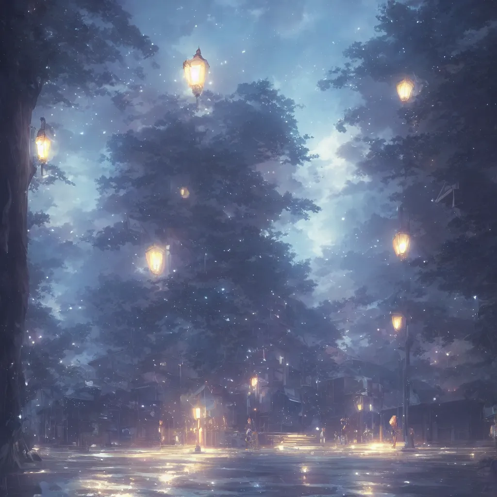 Image similar to anime kyoto animation key by greg rutkowski night ultrahd fantastic details