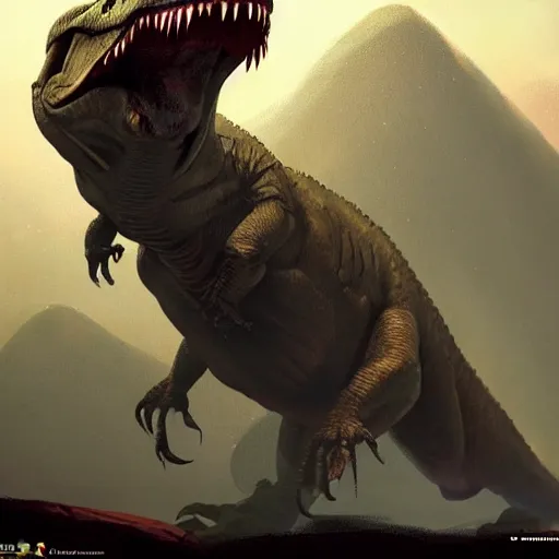 Image similar to t - rex dinosaur by rj palmer greg rutkowski trending on artstation