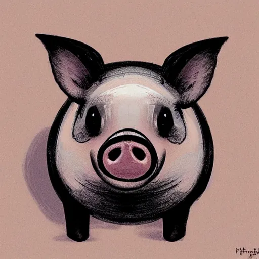 Image similar to face of cutest pig in the world. Artistic. Concept art. Drawing. High details. Artstation. Cute.