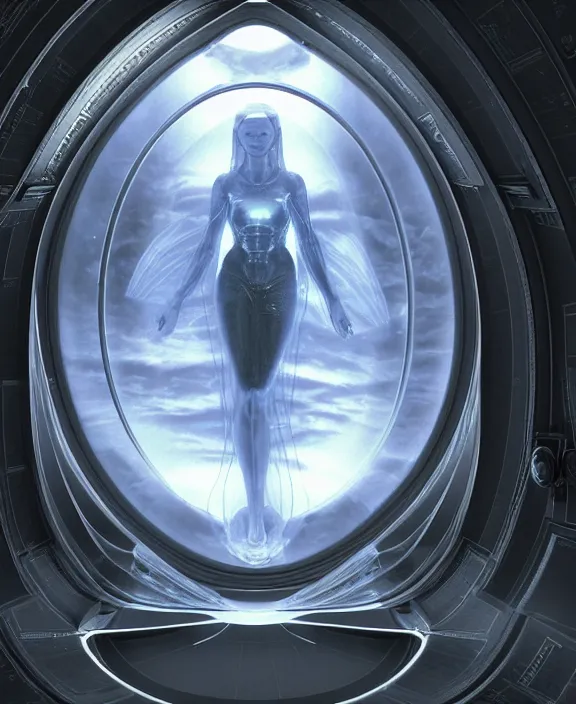 Image similar to chronovisor, transparent clear see - through image from inside the vatikan, aurora spaceship environment, ultra realistic, concept art, photorealistic, octane render, 8 k, unreal engine. art by gustave dore and nori inoguchi and sam kaplan and zachary goulko and christopher marley and artgerm and alphonse mucha