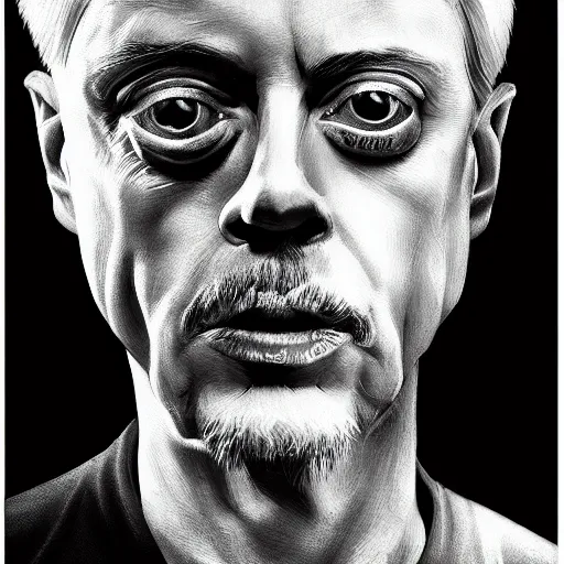 Image similar to black and white photo of steve buscemi on the moon ultra detailed, 8 k, trending on artstation, award - winning art,