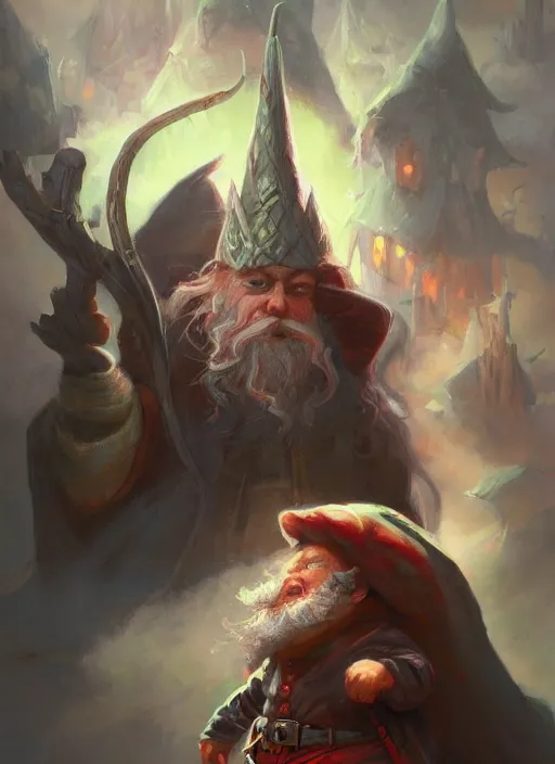 Image similar to a wondrous gnome wizard painted by raymond swanland