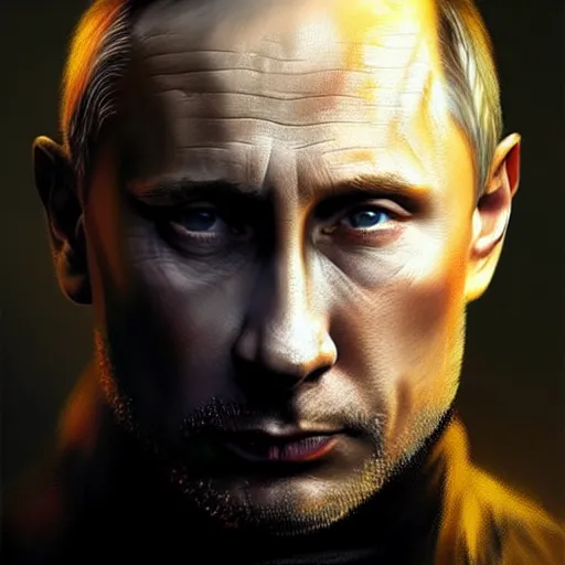 Image similar to Vladimir Putin as as Aiden Caldwell character from Dying Light 2 Stay Human, western, D&D, fantasy, intricate, elegant, highly detailed, digital painting, artstation, concept art, matte, sharp focus, illustration, art by Artgerm and Greg Rutkowski and Alphonse Mucha