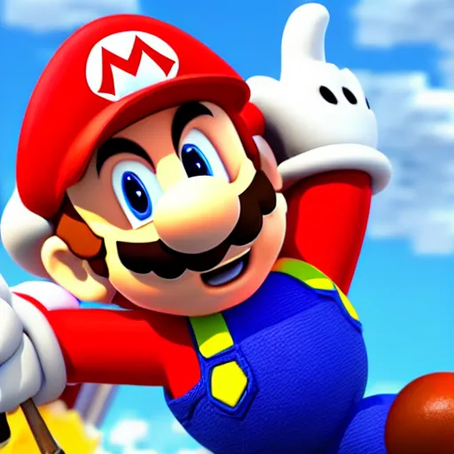 Prompt: a 3 d render of mario with sonic's hair