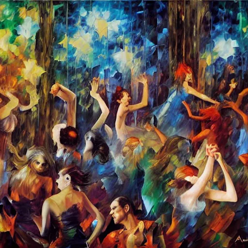 Image similar to rave dance party by arthur adamas, charlie bowater, leonid afremov, chiho ashima, karol bak, david bates, tom chambers