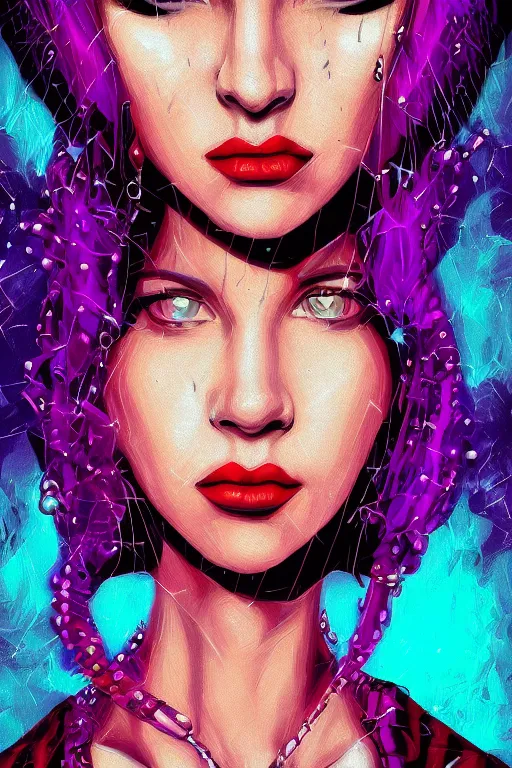 Image similar to portrait of jewel beautiful goth girl queen in the style of Rob Lefield and Dan Mumford , trending on artstation, digital art,surrealism ,macro,blueprint ,vaporwave ,