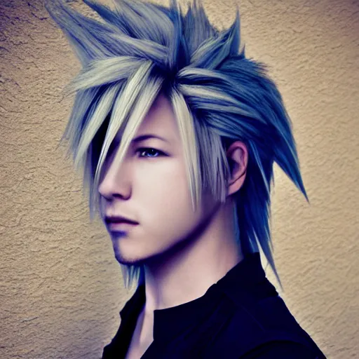 Prompt: A photograph of Cloud Strife in real life