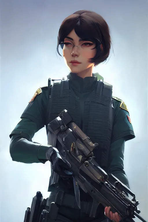 Image similar to a ultradetailed beautiful panting of a stylish swat woman, oil painting, by ilya kuvshinov, greg rutkowski and makoto shinkai, trending on artstation