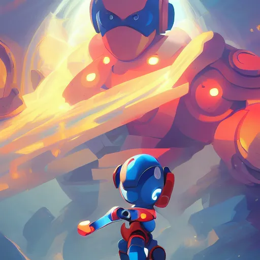 Image similar to hero world mega man, behance hd by jesper ejsing, by rhads, makoto shinkai and lois van baarle, ilya kuvshinov, rossdraws global illumination