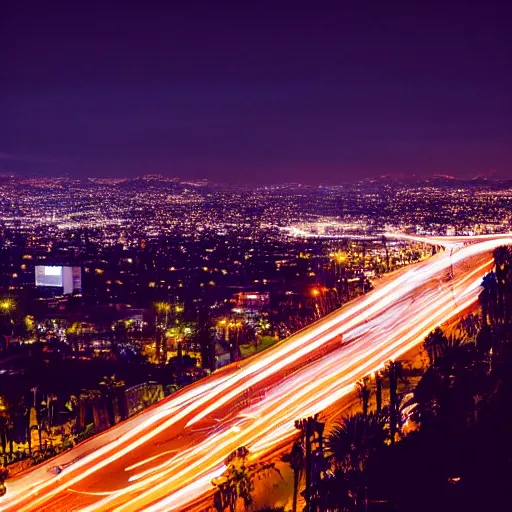 Image similar to a los angeleno. a cinematic shot of los angelas at midnight, canon eos c 3 0 0, ƒ 1. 8, 3 5 mm, 8 k, medium - format print, inspired by roger deakins cinematography