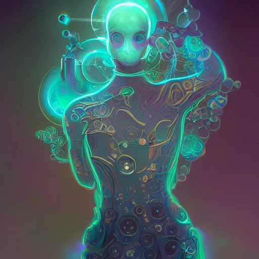 Prompt: intricate holographic ghost in the machine ballerina made of micro circuitry and transistors in a glowing deep sea by peter mohrbacher and dan mumford, trending on artstation, cgsociety 4 k