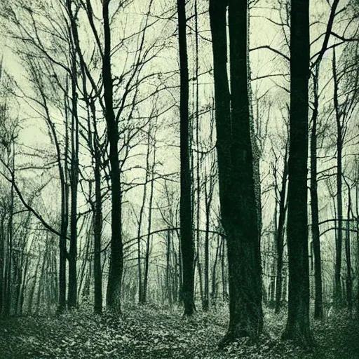 Image similar to a dark forest with a feeling of loneliness, polaroid photo, perfect photo, photo pinterest