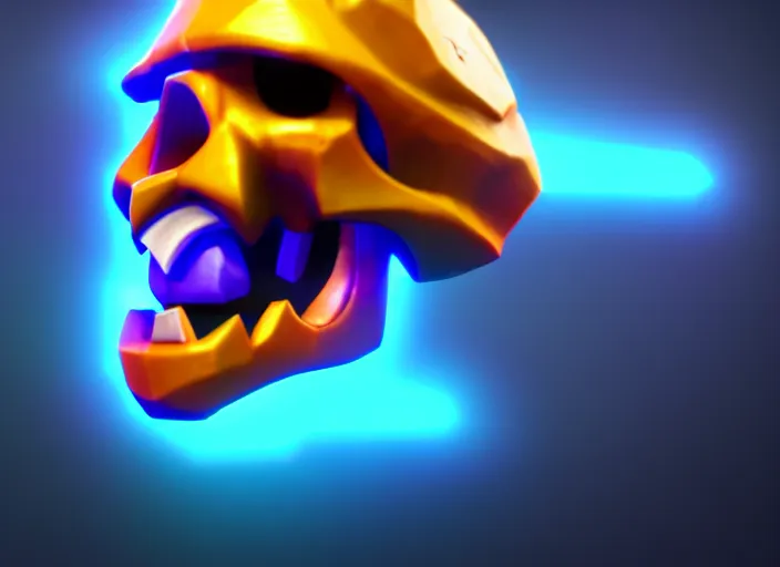 Image similar to cloaked skull, stylized stl, 3 d render, activision blizzard style, hearthstone style, crash bandicoot artstyle