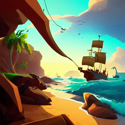 Image similar to painting treasure on sea of thieves game smooth median photoshop filter cutout vector, behance hd by jesper ejsing, by rhads, makoto shinkai and lois van baarle, ilya kuvshinov, rossdraws global illumination