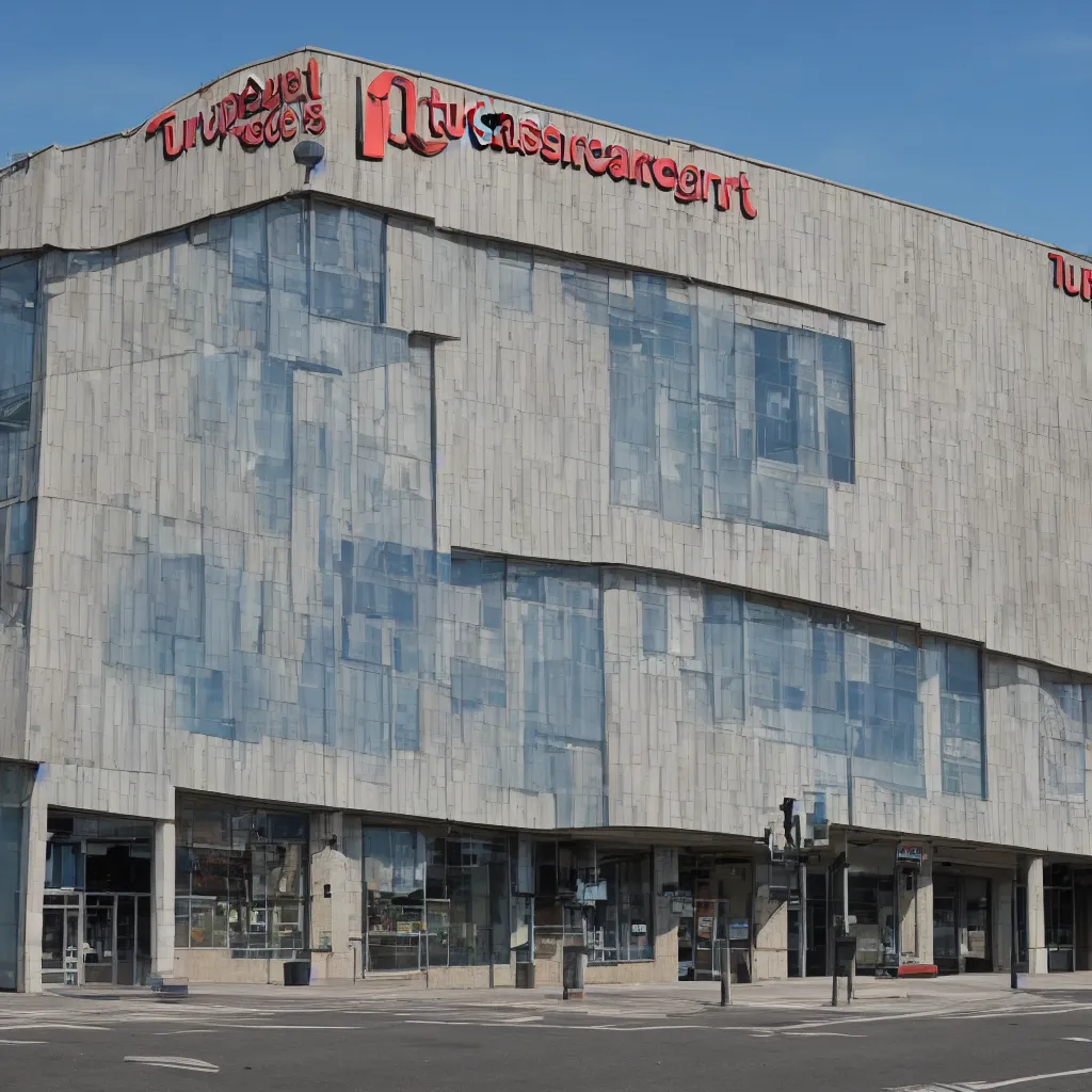 Image similar to A photograph of a building of a supermarket called TURCZYN