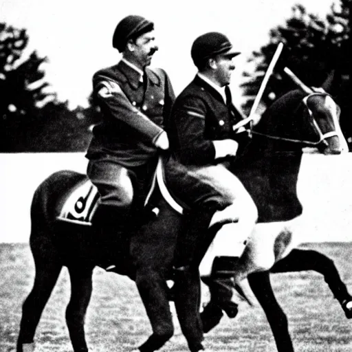 Image similar to hitler and stalin playing a polo game