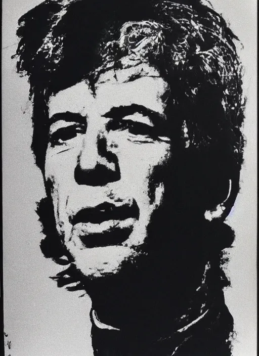 Prompt: Leonard Cohen portrait, By andy warhol