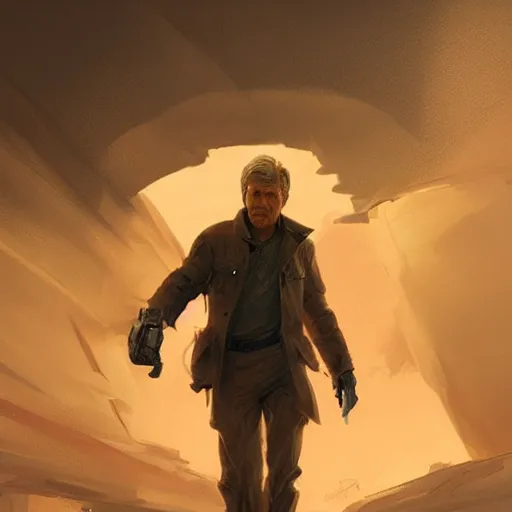 Image similar to Young Harrison Ford as a pilot, dramatic lighting, highly detailed, digital painting, artstation, concept art, smooth, sharp focus, illustration, warm light, cozy warm tint, magic the gathering artwork, volumetric lighting, 8k, art by Akihiko Yoshida and Greg Rutkowski