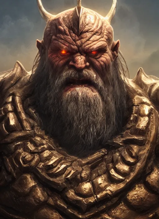 Image similar to hill giant, ultra detailed fantasy, elden ring, realistic, dnd character portrait, full body, dnd, rpg, lotr game design fanart by concept art, behance hd, artstation, deviantart, global illumination radiating a glowing aura global illumination ray tracing hdr render in unreal engine 5