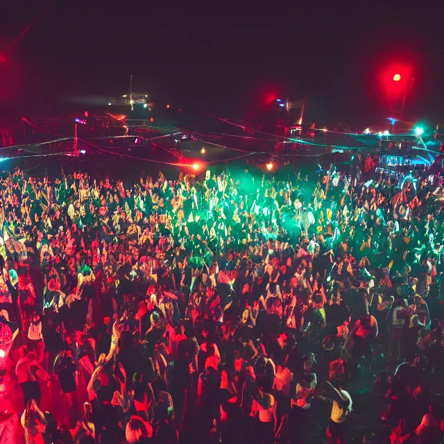 Prompt: DSLR photograph of a busy dance floor at night, sharp focus