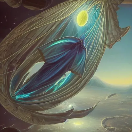 Image similar to a giant beautiful chrysalis hanging inside a space station, fantasy art