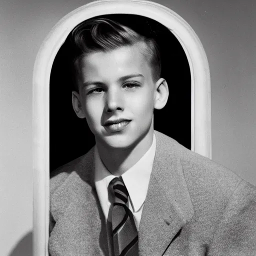 Image similar to a photographic portrait of a very handsome young man in the 1 9 5 0 s
