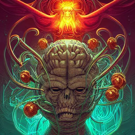 Prompt: “A portrait of the MRI brain damage demon, digital art by Dan Mumford and Peter Mohrbacher, highly detailed, trending on DeviantArtHQ”