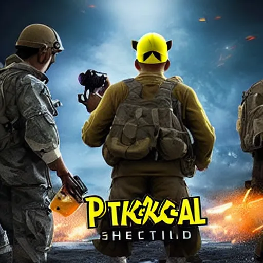 Prompt: battlefield cover art replaced with pikachu