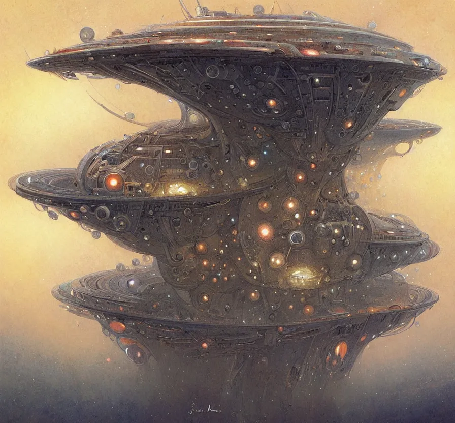 Prompt: symmetric mothership, by jean baptiste monge, paint