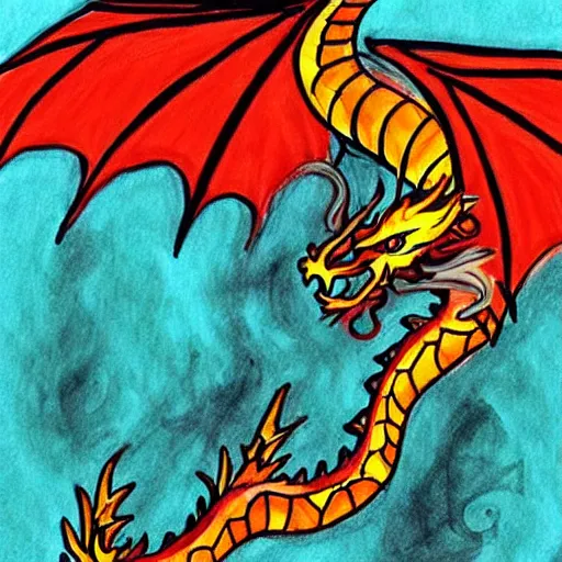 Image similar to “fire breathing dragon, stick figure drawing”