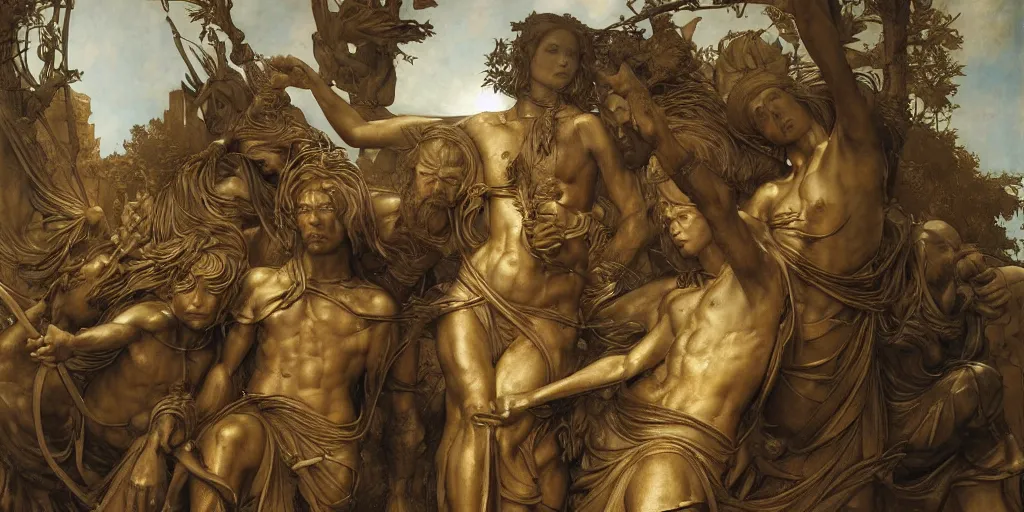 Image similar to erudite bronze pedestal, by Edgar Maxence and Ross Tran and Michael Whelan and Da Vinci and Caravaggio and J.M.W Turner and Bruegel intricate line drawings, cinematic, establishing shot, 8k resolution,