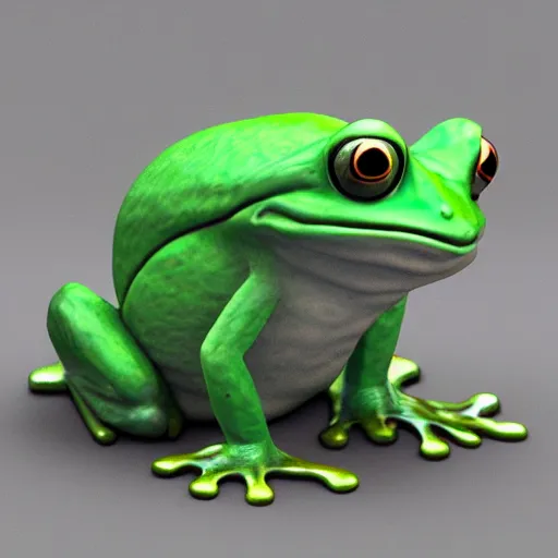 Prompt: Frog, 3d sculpture render