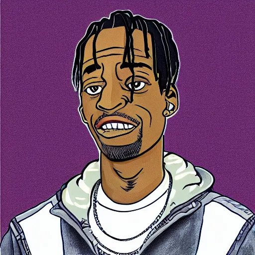 travis scott drawn in the style of the simpsons | Stable Diffusion ...